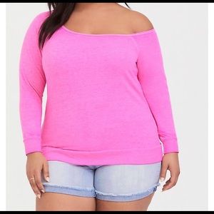 Torrid | Neon Pink Off Shoulder Sweatshirt